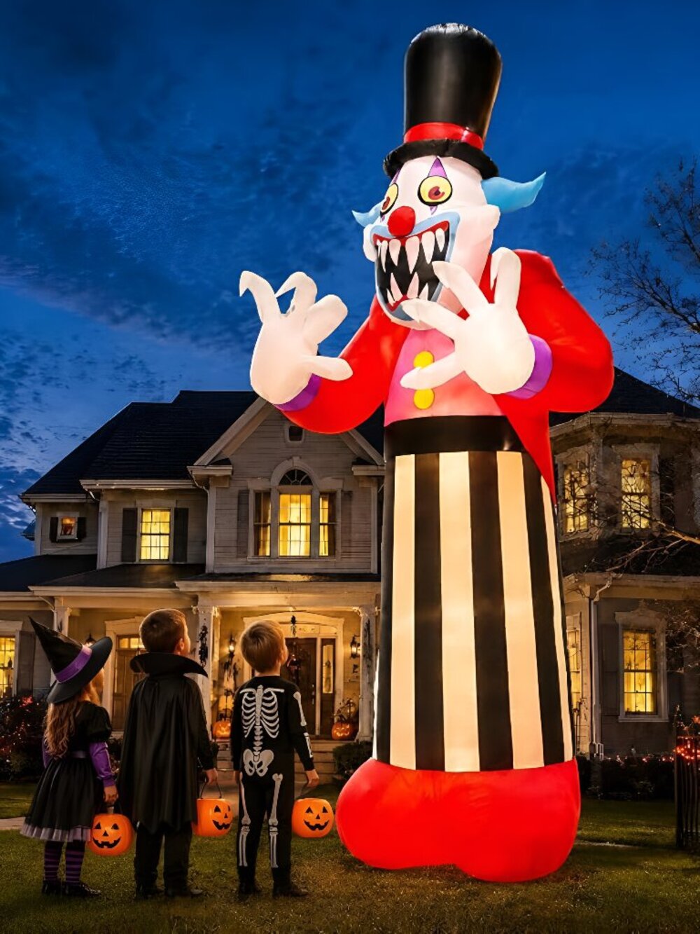 11 FT Halloween Inflatables Clown Ghost Outdoor Decorations, Giant Blow Ups